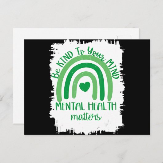 Be Kind To Your Mind,Mental Health Matters, Autism Briefkaart (Voorkant / Achterkant)