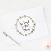 Be Kind to Your Mind – Pastel Floral Mental Health Ronde Sticker (Envelop)