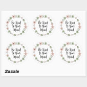 Be Kind to Your Mind – Pastel Floral Mental Health Ronde Sticker (Vel)
