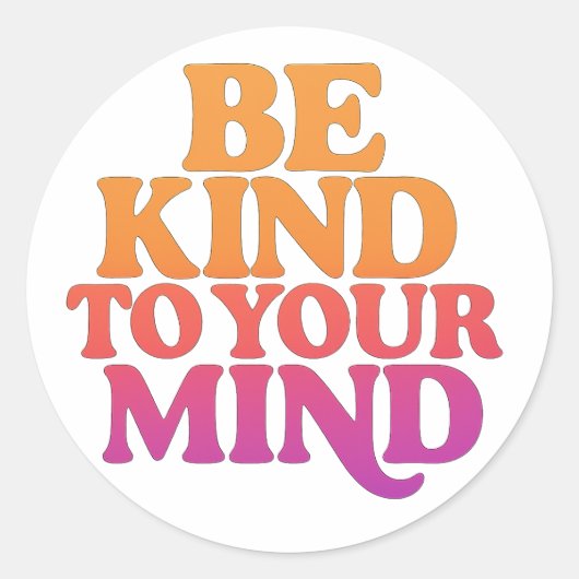 BE KIND TO YOUR MIND – Retro Wavy Sticker (Voorkant)