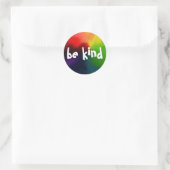 Be Kind Typografie Rainbow Nebula Fluid Art Ronde Sticker (Tas)