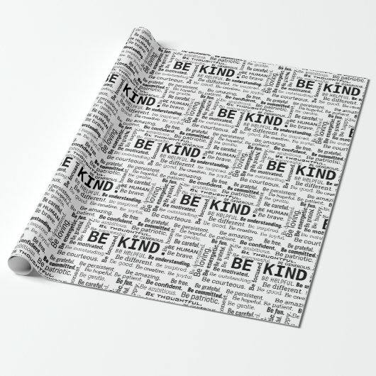 Be Kind Word Cloud On White Cadeaupapier (Uitgerold)