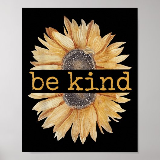 Be Kind Zonnebloem Retro Schattige Graphic Kindn Poster (Voorkant)