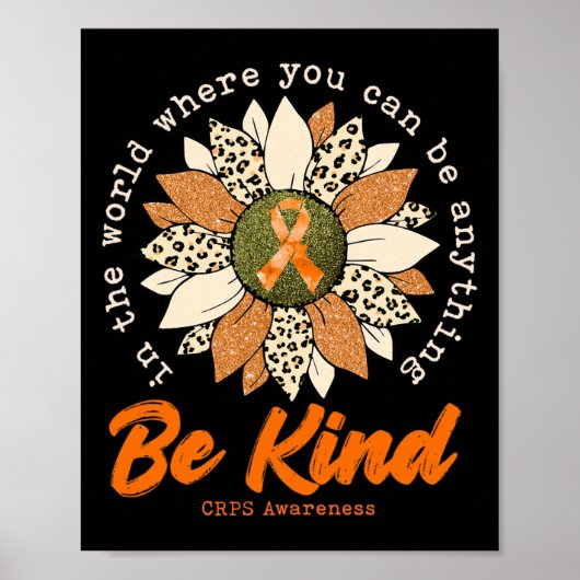 Be Kind Zonnebloem Sinaasappel CRPS Awareness Lint Poster (Voorkant)