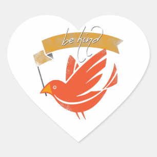 Be KindVintage Retro Vogelhart Sticker