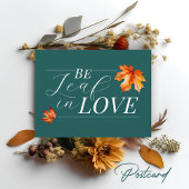 Be Leaf In Love Blauwgroen Herfst Bruiloft Save th Briefkaart