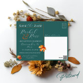Be Leaf In Love Blauwgroen Herfst Bruiloft Save th Briefkaart
