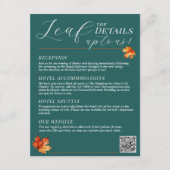 Be Leaf In Love Blauwgroen Rustieke Herfst Bruilof Informatiekaartje (Voorkant)
