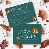 Be Leaf In Love Fall Leaves Blauwgroen Rust Weddin RSVP Kaartje