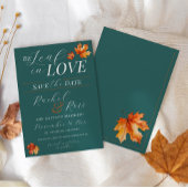 Be Leaf In Love Fall Leaves Blauwgroen Rust Weddin Save The Date
