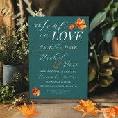 Be Leaf In Love Fall Leaves Blauwgroen Rust Weddin Save The Date