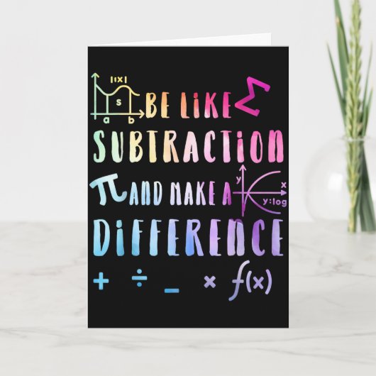 Be Like Subtraction Math Quote For Teachers Studen Kaart (Voorkant)