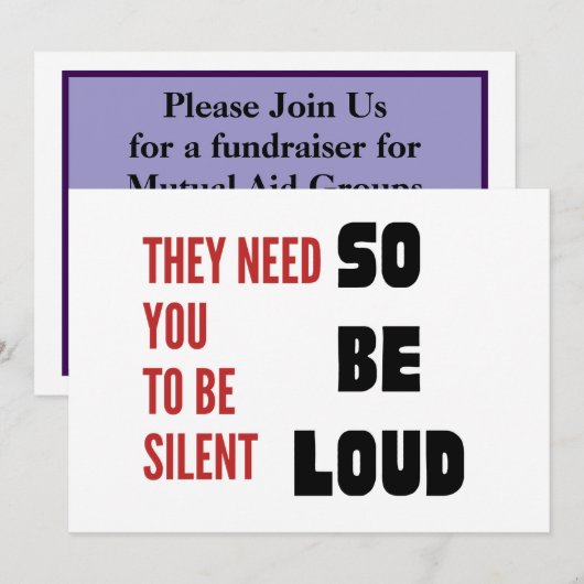 Be Loud They Need You To Be Silent Injustice Kaart (Voorkant / Achterkant)