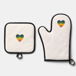 Be Love Retro Rainbow Heart Ovenwant & Pannenlap Set