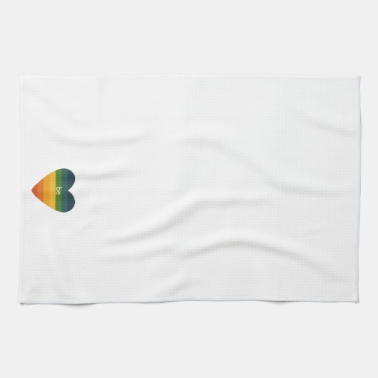 Be Love Retro Rainbow Heart  Theedoek (Horizontaal)