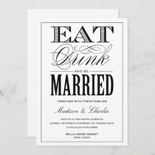 & BE MARRIED | AFBEELDINGSINVITATIE KAART (Voorkant / Achterkant)