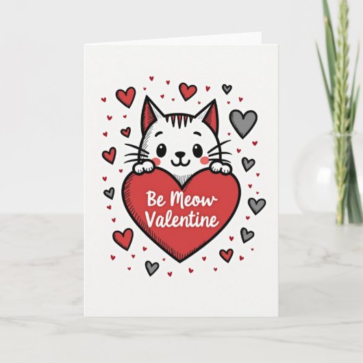 Be Meow Valentine Cat Card Kaart (Voorkant)