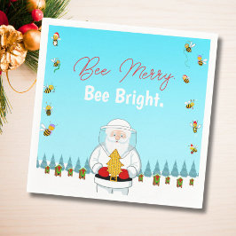 Be Merry. Be Bright. Christmas Beekeeper Santa Servet