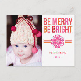 BE MERRY BE BRIGHT Photo Holiday Briefkaart