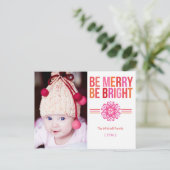 BE MERRY BE BRIGHT Photo Holiday Briefkaart (Staand voorkant)