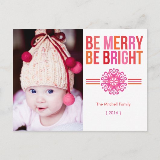 BE MERRY BE BRIGHT Photo Holiday Briefkaart (Voorkant)