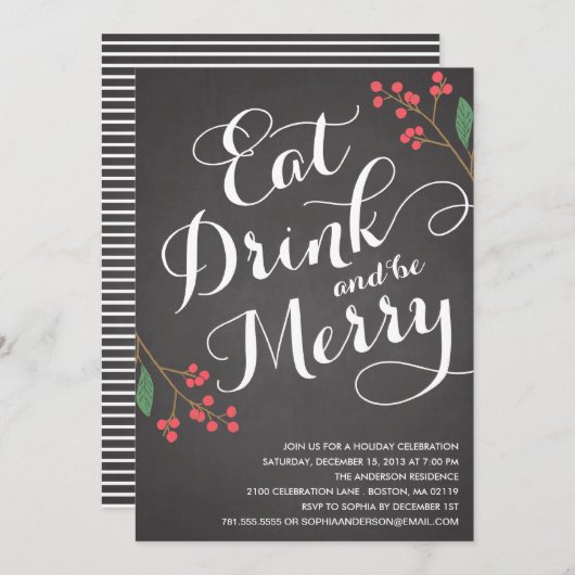 BE MERRY BERRIES | VERZOEK VAN DE PARTIJ VAN HOLID KAART (Voorkant / Achterkant)