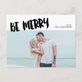 Be Merry Brush Script Vakantiefoto Briefkaart