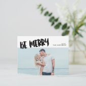 Be Merry Brush Script Vakantiefoto Briefkaart (Staand voorkant)
