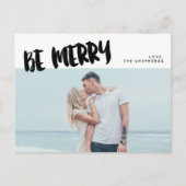 Be Merry Brush Script Vakantiefoto Briefkaart (Voorkant)