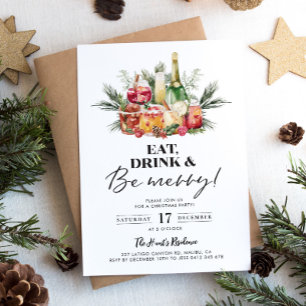 Be Merry Christmas Drink feestuitnodiging Kaart