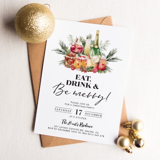Be Merry Christmas Drink feestuitnodiging Kaart