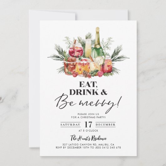 Be Merry Christmas Drink feestuitnodiging Kaart (Voorkant)