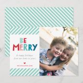 BE MERRY CHRISTMAS HOLIDAY trendy leuk type Feestdagenkaart (Voorkant / Achterkant)
