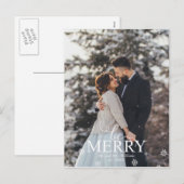 "Be Merry" Elegante typografie foto Feestdagenkaart (Voorkant / Achterkant)