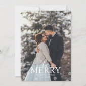 "Be Merry" Elegante typografie foto Feestdagenkaart (Voorkant)