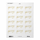 Be Merry Gold Holiday Handgeschreven Cadeau Label  (Full Sheet)