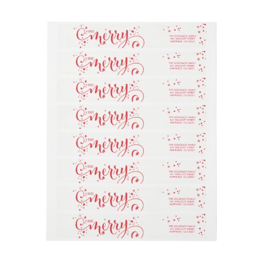 BE MERRY HOLIDAY decoratie grillig rood script (Vel)
