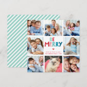 BE MERRY moderne multi 8 foto instagram vierkanten Feestdagenkaart (Voorkant / Achterkant)