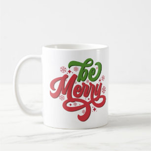 Be Merry Retro Groovy Kerst Feestdagen Koffiemok