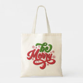 Be Merry Retro Groovy Kerst Feestdagen Tote Bag (Achterkant)