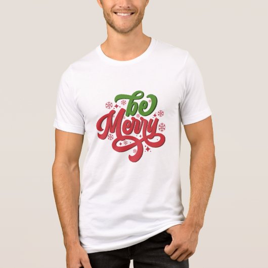 Be Merry Retro Groovy Kerst Feestdagen Tri-Blend Shirt (Voorkant)