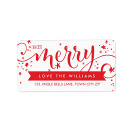 BE MERRY SCRIPT rood vakantie adres label