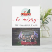 Be Merry  truck Vakantie kaart met foto (Staand voorkant)