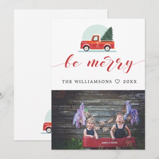 Be Merry  truck Vakantie kaart met foto (Voorkant / Achterkant)