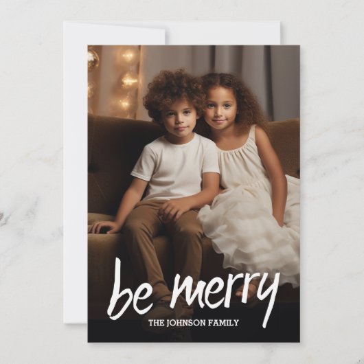 Be Merry - Volledige foto met subtiel diamanten pa Feestdagenkaart (Voorkant)