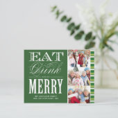 BE MERRY WITH STRIPES | HOLIDAY PHOTO POST CARD FEESTDAGENKAART (Staand voorkant)