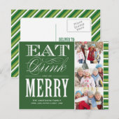 BE MERRY WITH STRIPES | HOLIDAY PHOTO POST CARD FEESTDAGENKAART (Voorkant / Achterkant)