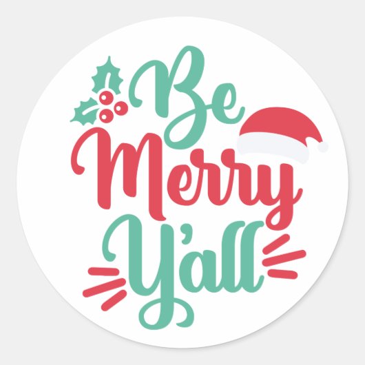 Be Merry Y’all Stickers – Zuid-geïnspireerd (Voorkant)