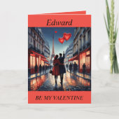 BE MIJN VALENTIJN rode hartballon bewerkbare Kaart (Voorkant)