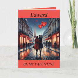 BE MIJN VALENTIJN rode hartballon bewerkbare Kaart